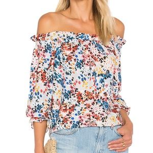 Off the shoulder, multi-colored blouse